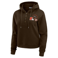 Cleveland Browns WEAR by Erin Andrews Women's Plus Size Waffle Hoodie Pullover Top - Brown discount