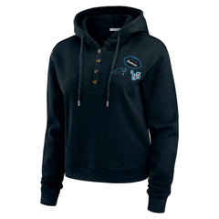 Carolina Panthers WEAR by Erin Andrews Women's Plus Size Waffle Hoodie Pullover Top - Black discount