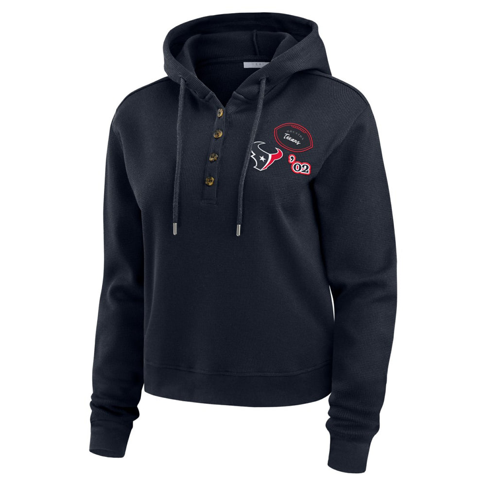 Houston Texans WEAR by Erin Andrews Women's Plus Size Waffle Hoodie Pullover Top - Navy cheap
