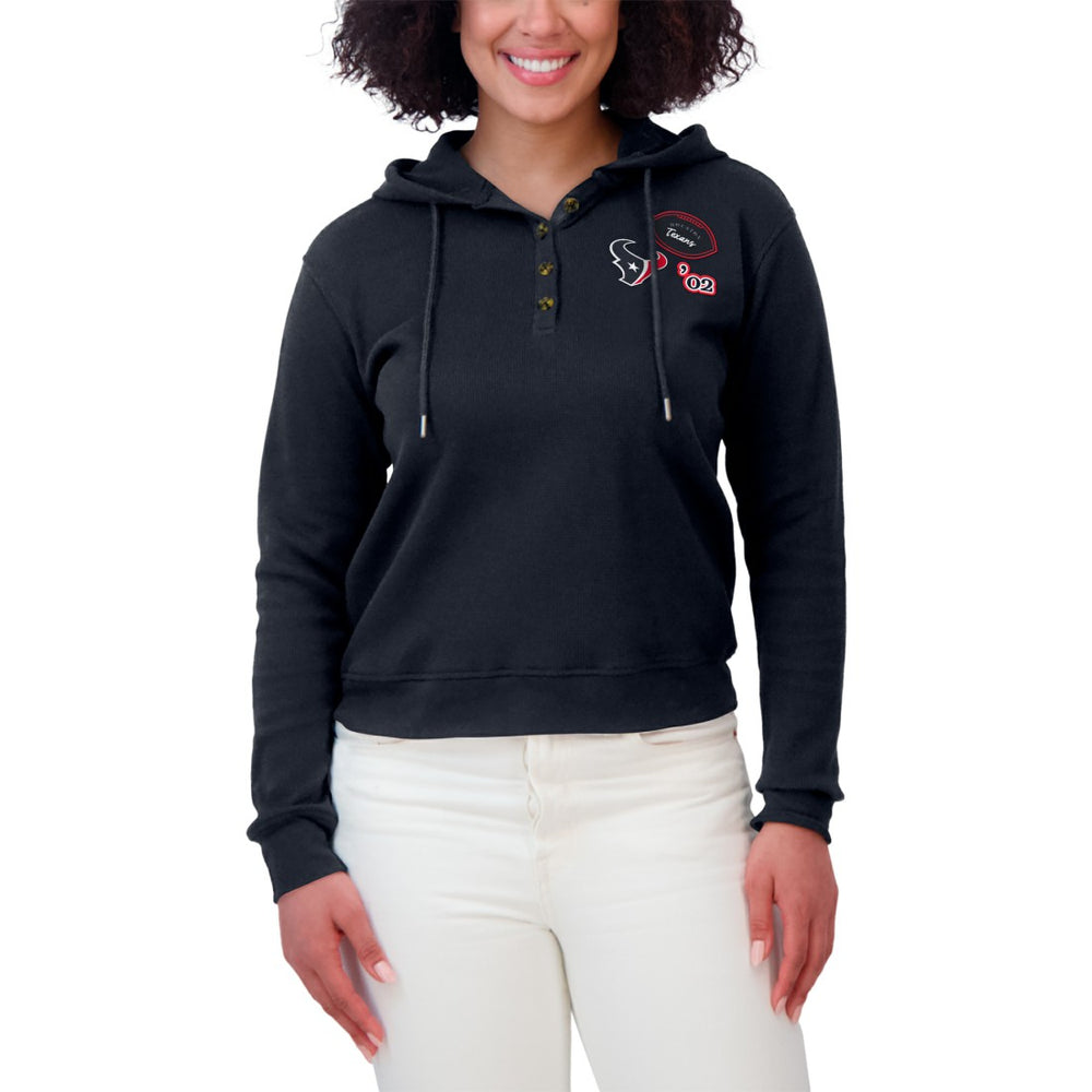 Houston Texans WEAR by Erin Andrews Women's Plus Size Waffle Hoodie Pullover Top - Navy cheap