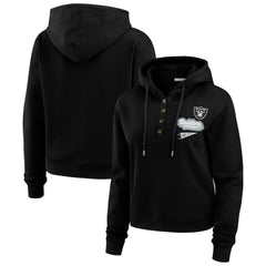 Las Vegas Raiders WEAR by Erin Andrews Women's Plus Size Waffle Hoodie Pullover Top - Black online