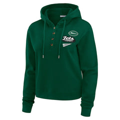 New York Jets WEAR by Erin Andrews Women's Plus Size Waffle Hoodie Pullover Top - Green sale