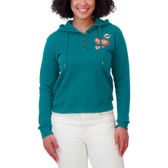 Miami Dolphins WEAR by Erin Andrews Women's Plus Size Waffle Hoodie Pullover Top - Aqua online