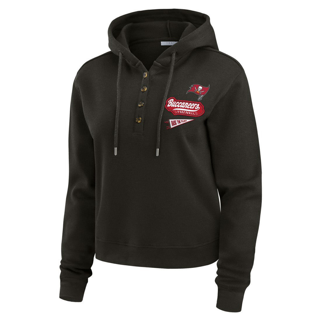 Tampa Bay Buccaneers WEAR by Erin Andrews Women's Plus Size Waffle Hoodie Pullover Top - Pewter cheap