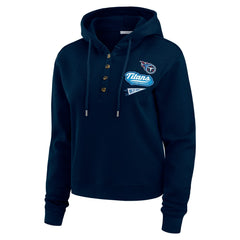 Tennessee Titans WEAR by Erin Andrews Women's Plus Size Waffle Hoodie Pullover Top - Navy online