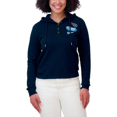 Tennessee Titans WEAR by Erin Andrews Women's Plus Size Waffle Hoodie Pullover Top - Navy online