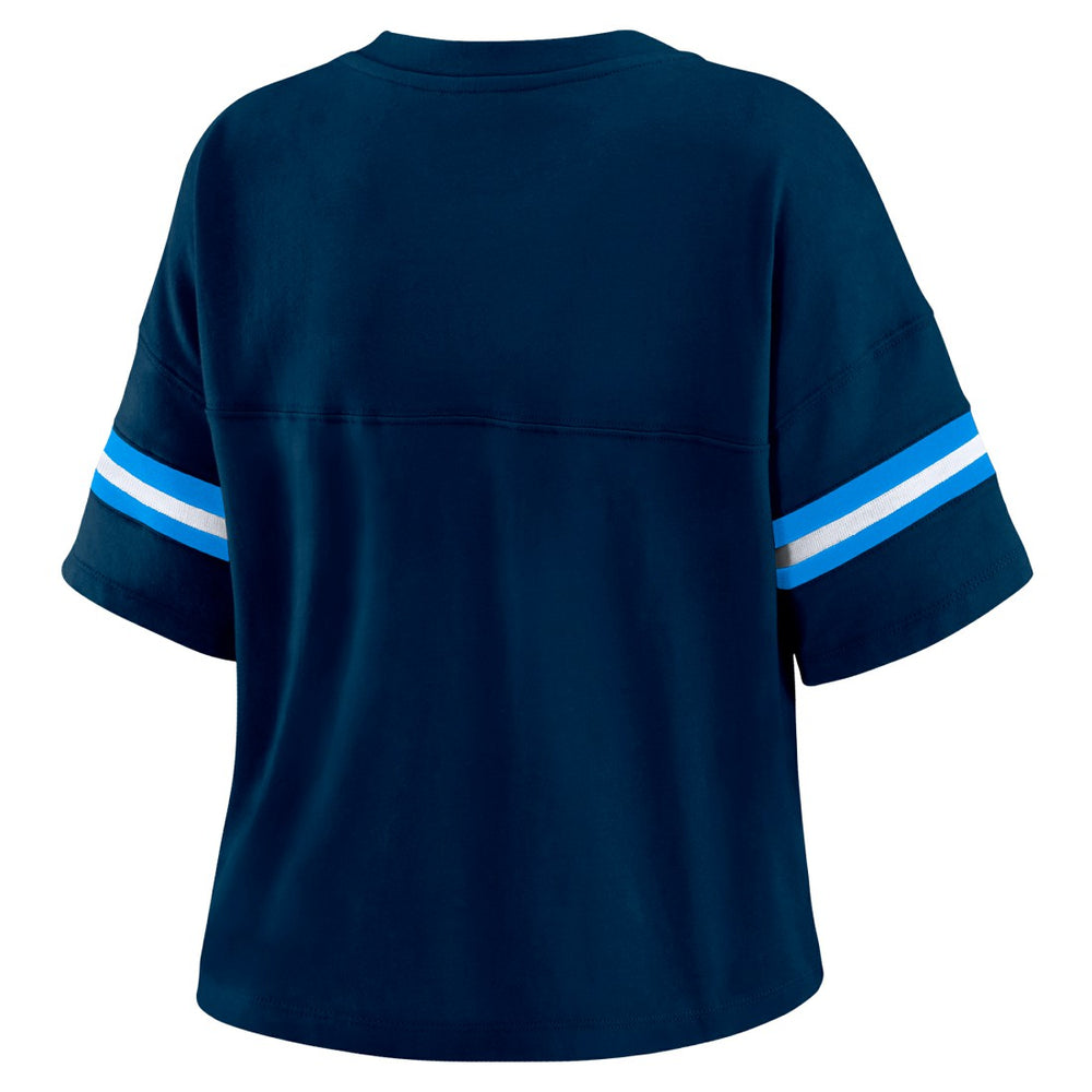 Tennessee Titans WEAR by Erin Andrews Women's Plus Size Color Block Boxy T-Shirt - Navy/White for sale