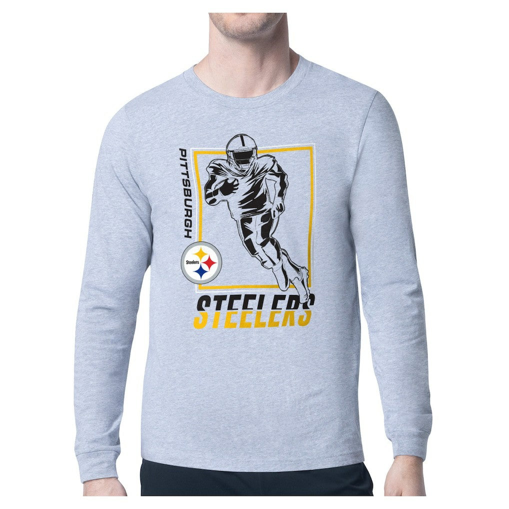 Pittsburgh Steelers Starter Player Grid Long Sleeve T-Shirt - Heather Gray cheap