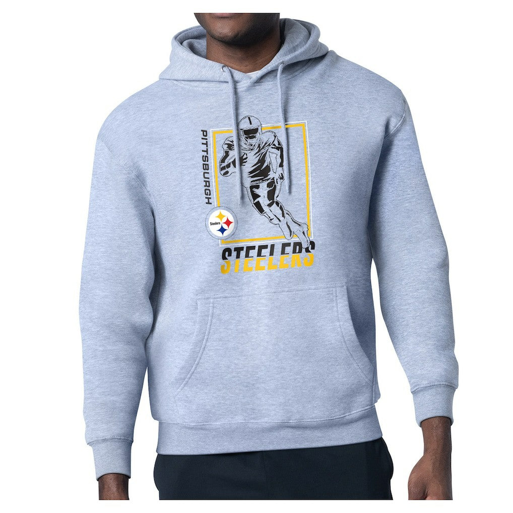 Pittsburgh Steelers Starter Player Grid Pullover Hoodie - Heather Gray discount