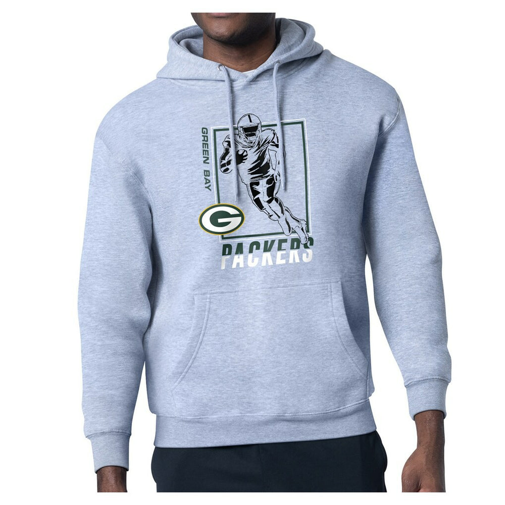Green Bay Packers Starter Player Grid Pullover Hoodie - Heather Gray discount