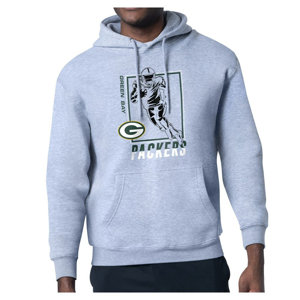Green Bay Packers Starter Player Grid Pullover Hoodie - Heather Gray discount