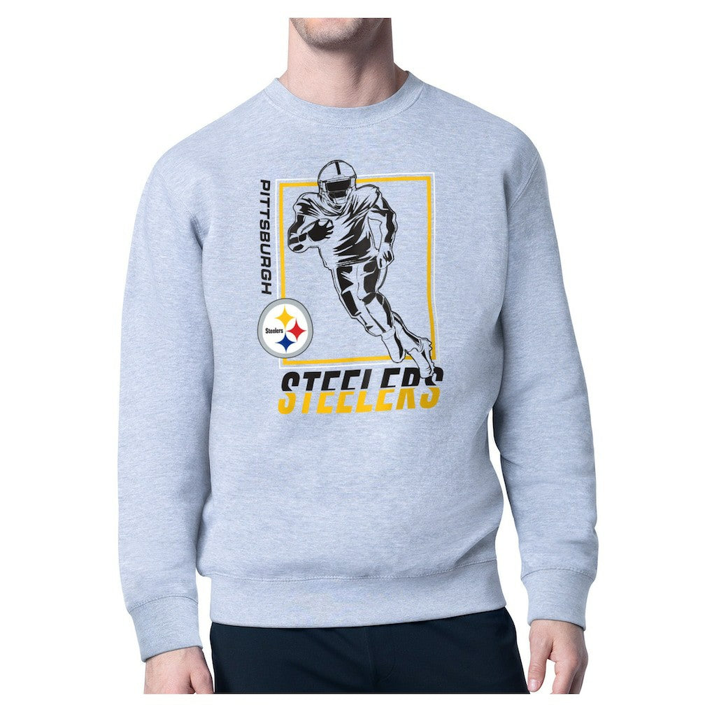 Pittsburgh Steelers Starter Player Grid Pullover Sweatshirt - Heather Gray for sale
