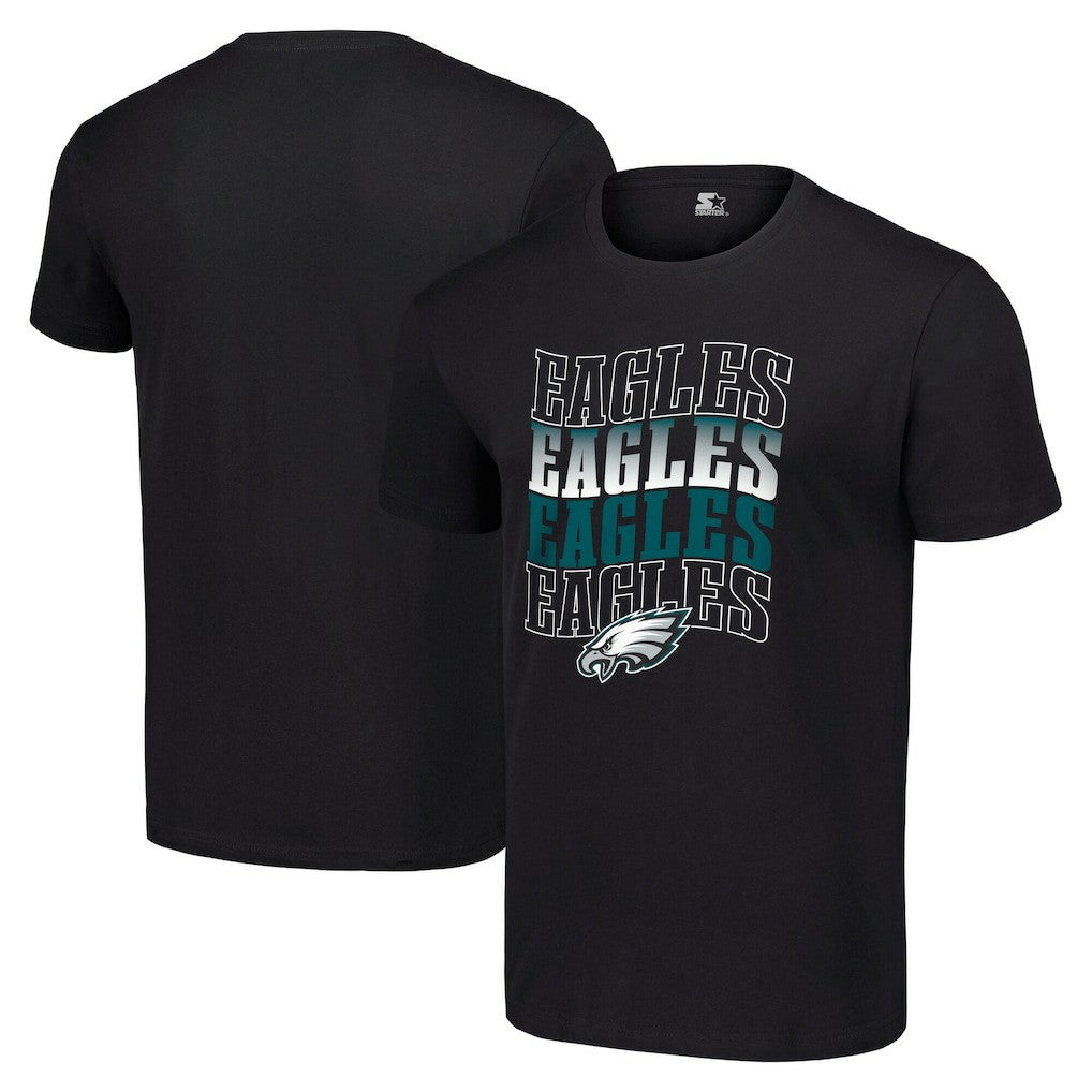 Philadelphia Eagles Starter Four Team Name Logo T-Shirt - Black on sale