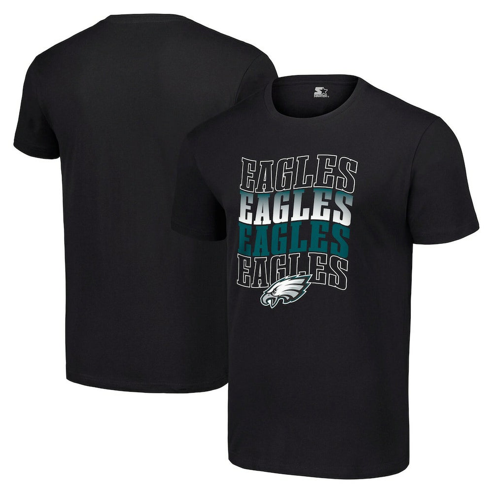 Philadelphia Eagles Starter Four Team Name Logo T-Shirt - Black on sale