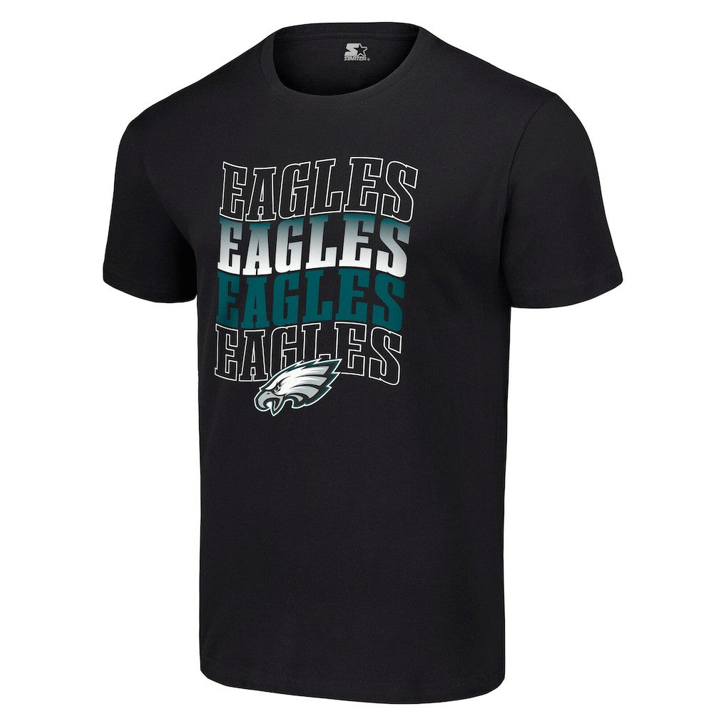 Philadelphia Eagles Starter Four Team Name Logo T-Shirt - Black on sale