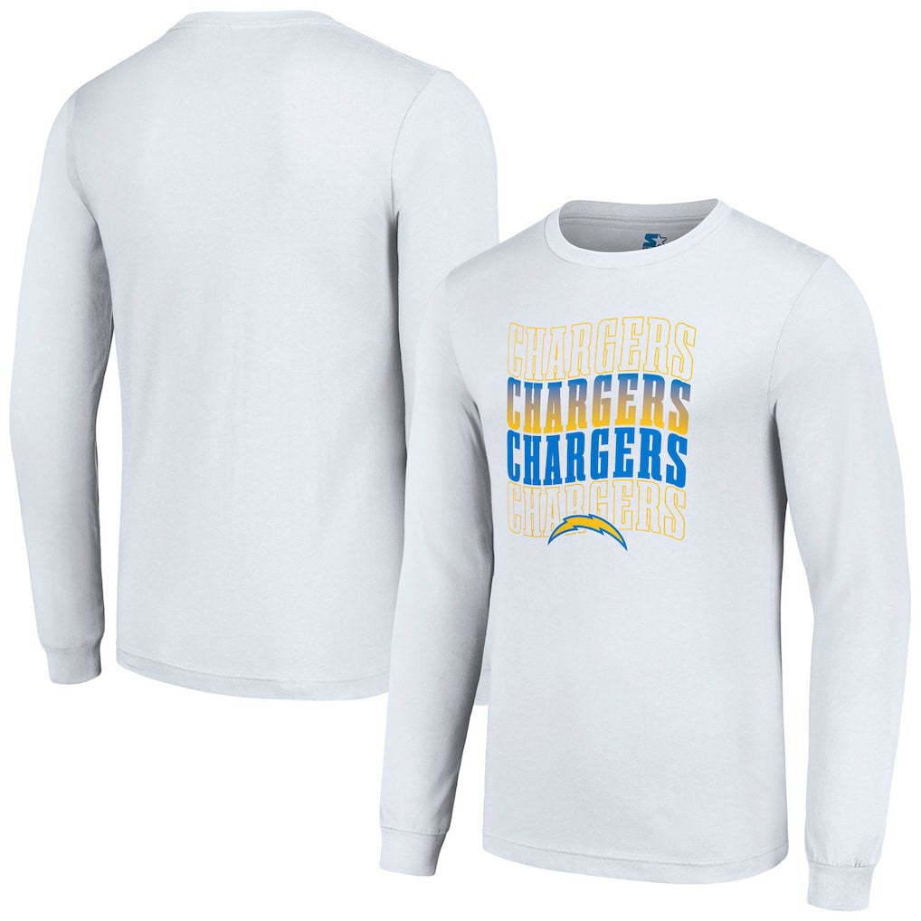 Los Angeles Chargers Starter Team Name Graphic Long Sleeve T-Shirt - White on sale