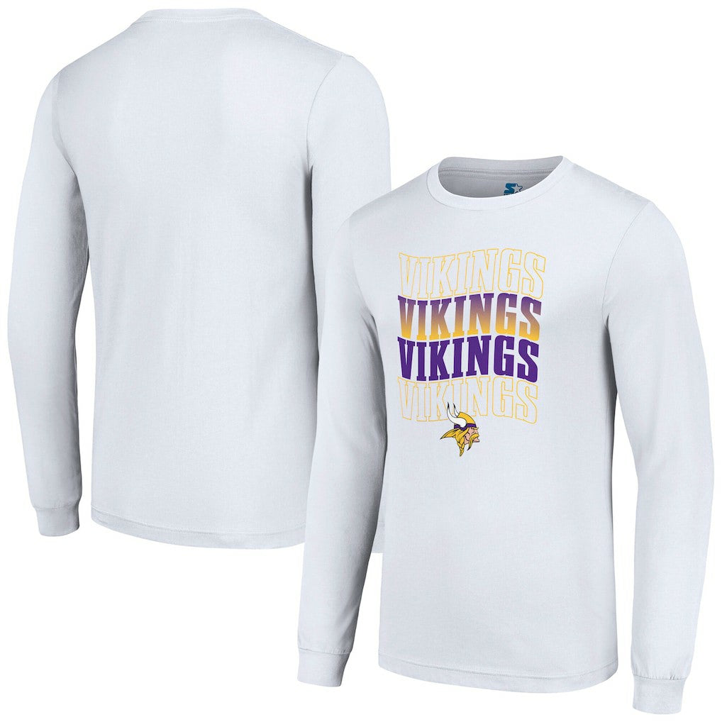 Minnesota Vikings Starter Team Name Graphic Long Sleeve T-Shirt - White outlet