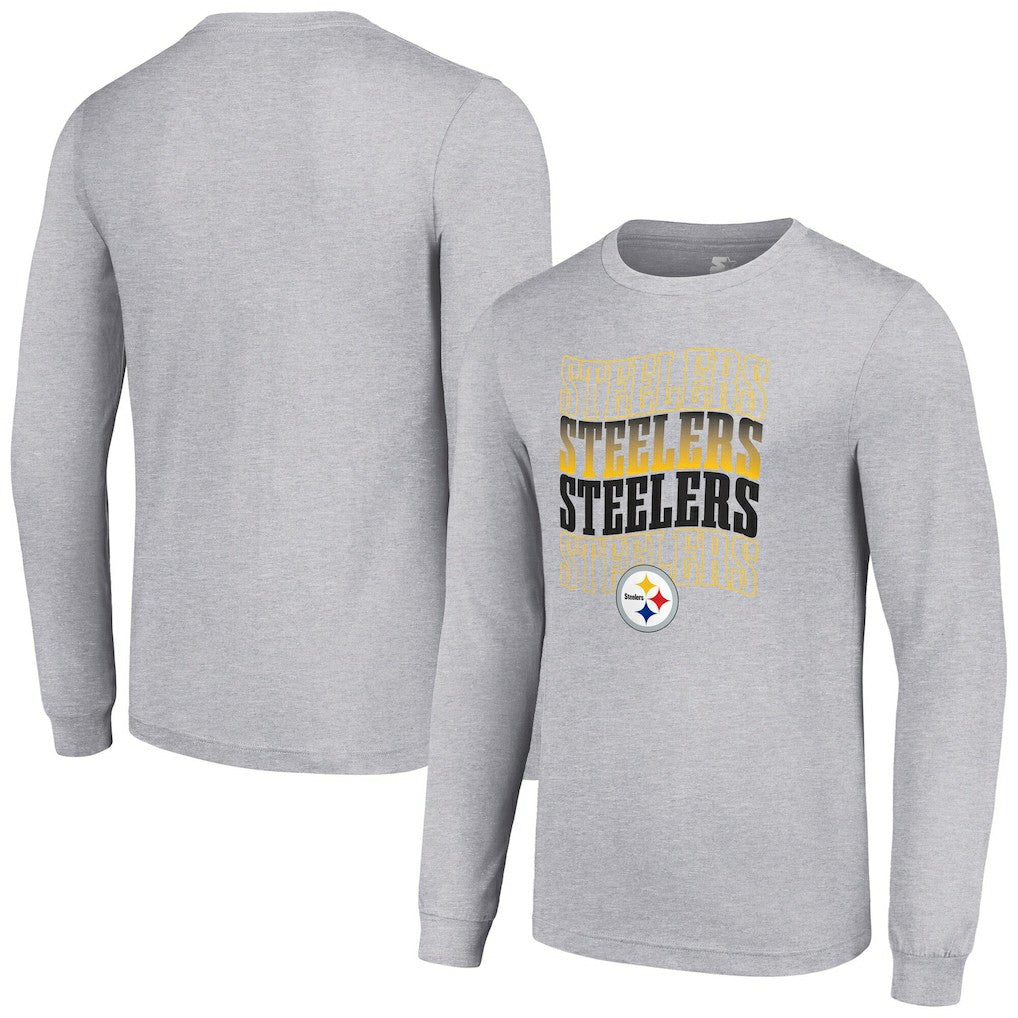 Pittsburgh Steelers Starter Team Name Graphic Long Sleeve T-Shirt - Heather Gray outlet