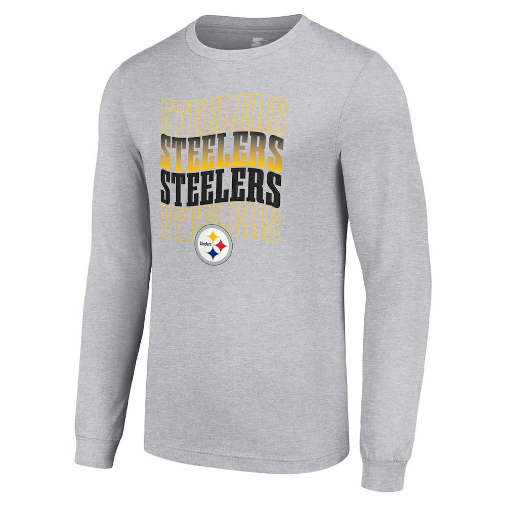 Pittsburgh Steelers Starter Team Name Graphic Long Sleeve T-Shirt - Heather Gray outlet