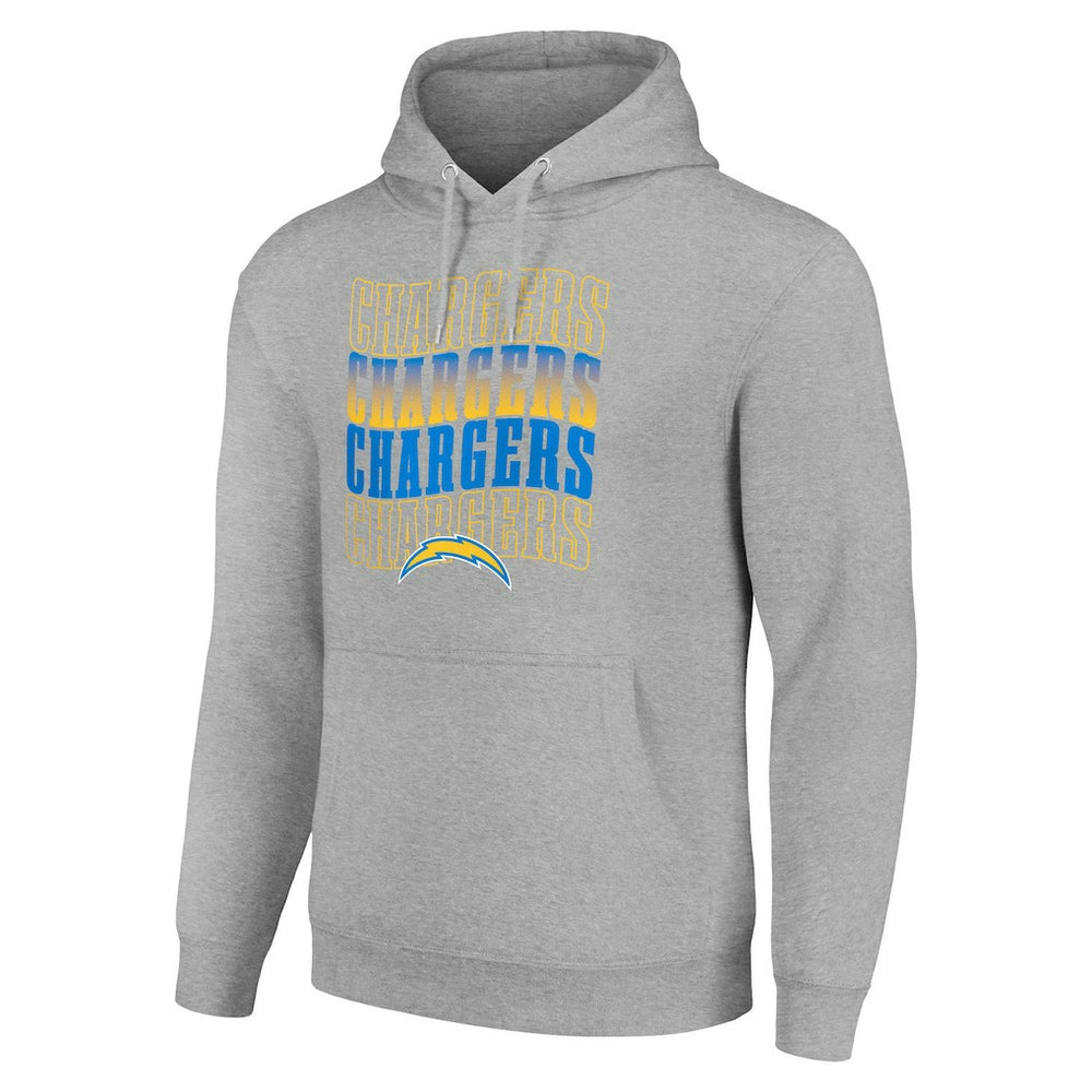 Los Angeles Chargers Starter Four Team Name Logo Fleece Pullover Hoodie - Heather Gray cheap