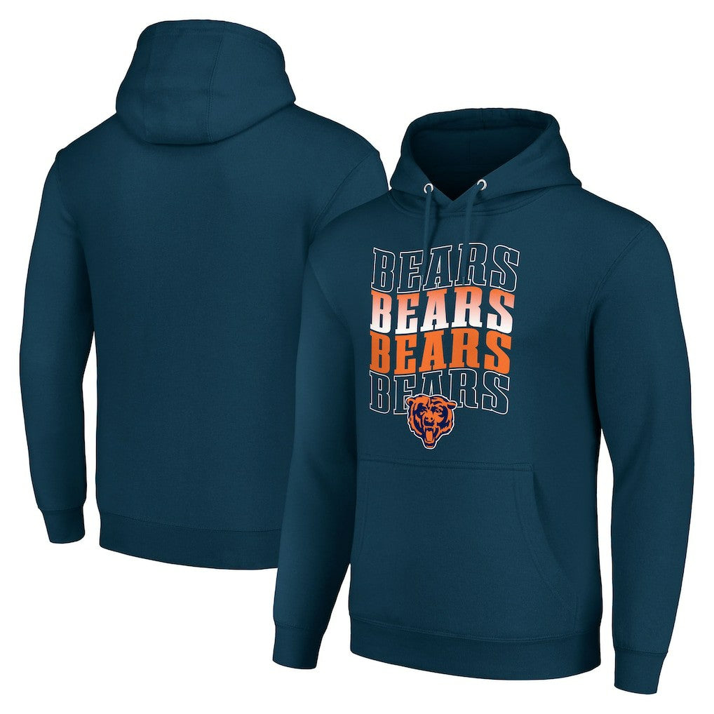 Chicago Bears Starter Four Team Name Logo Fleece Pullover Hoodie - Navy discount