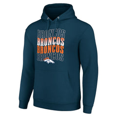 Denver Broncos Starter Four Team Name Logo Fleece Pullover Hoodie - Navy sale