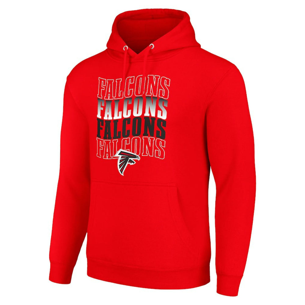 Atlanta Falcons Starter Four Team Name Logo Fleece Pullover Hoodie - Red online