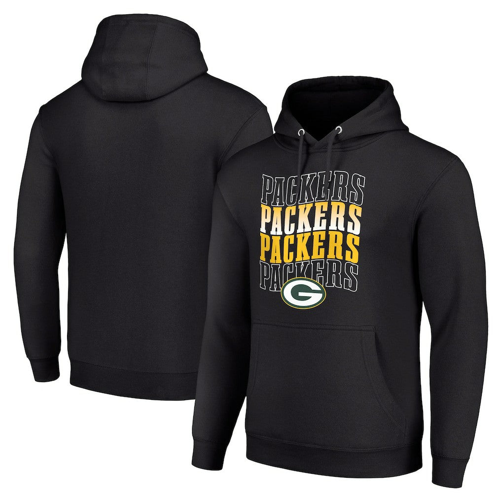Green Bay Packers Starter Four Team Name Logo Fleece Pullover Hoodie - Black online