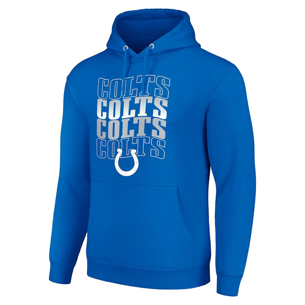 Indianapolis Colts Starter Four Team Name Logo Fleece Pullover Hoodie - Royal on sale