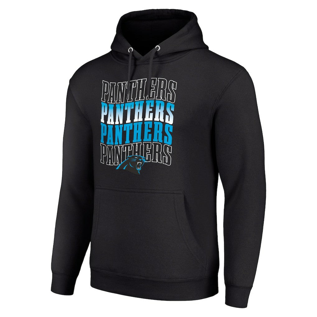 Carolina Panthers Starter Four Team Name Logo Fleece Pullover Hoodie - Black for sale