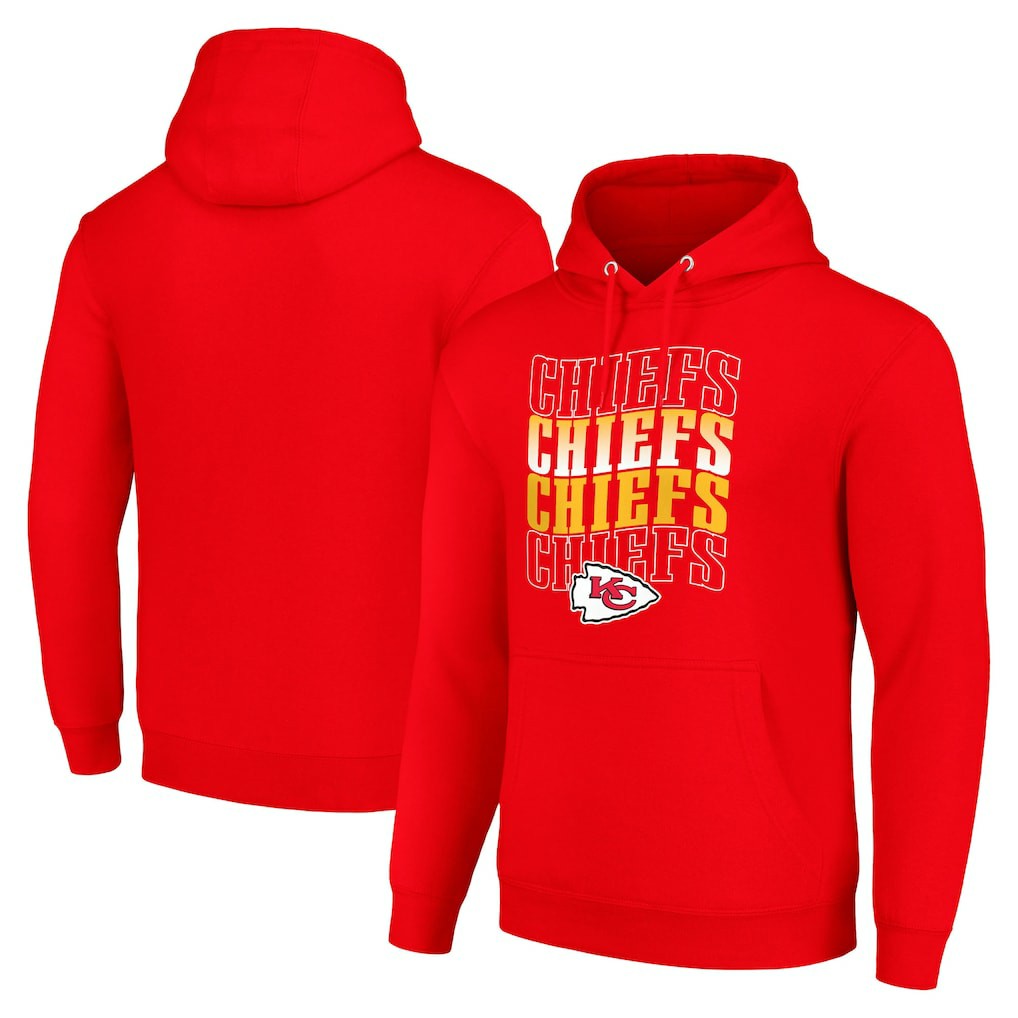 Kansas City Chiefs Starter Four Team Name Logo Fleece Pullover Hoodie - Red outlet