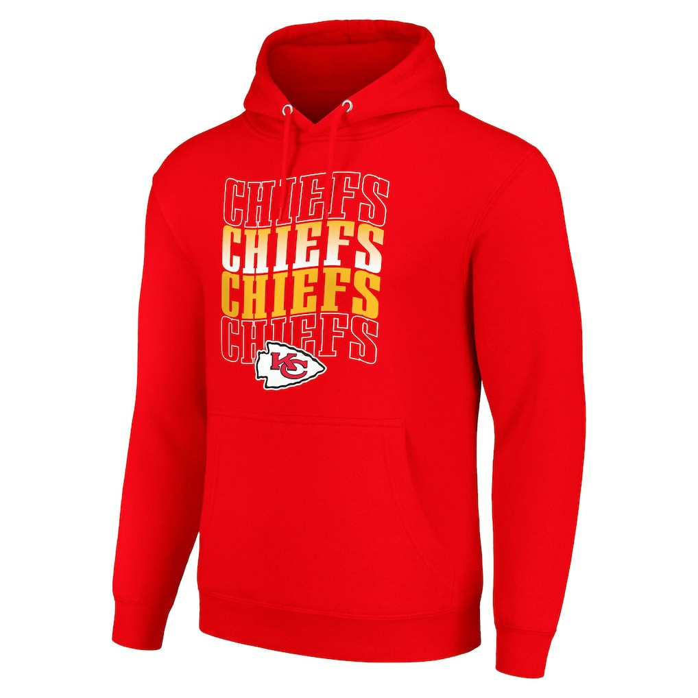 Kansas City Chiefs Starter Four Team Name Logo Fleece Pullover Hoodie - Red outlet