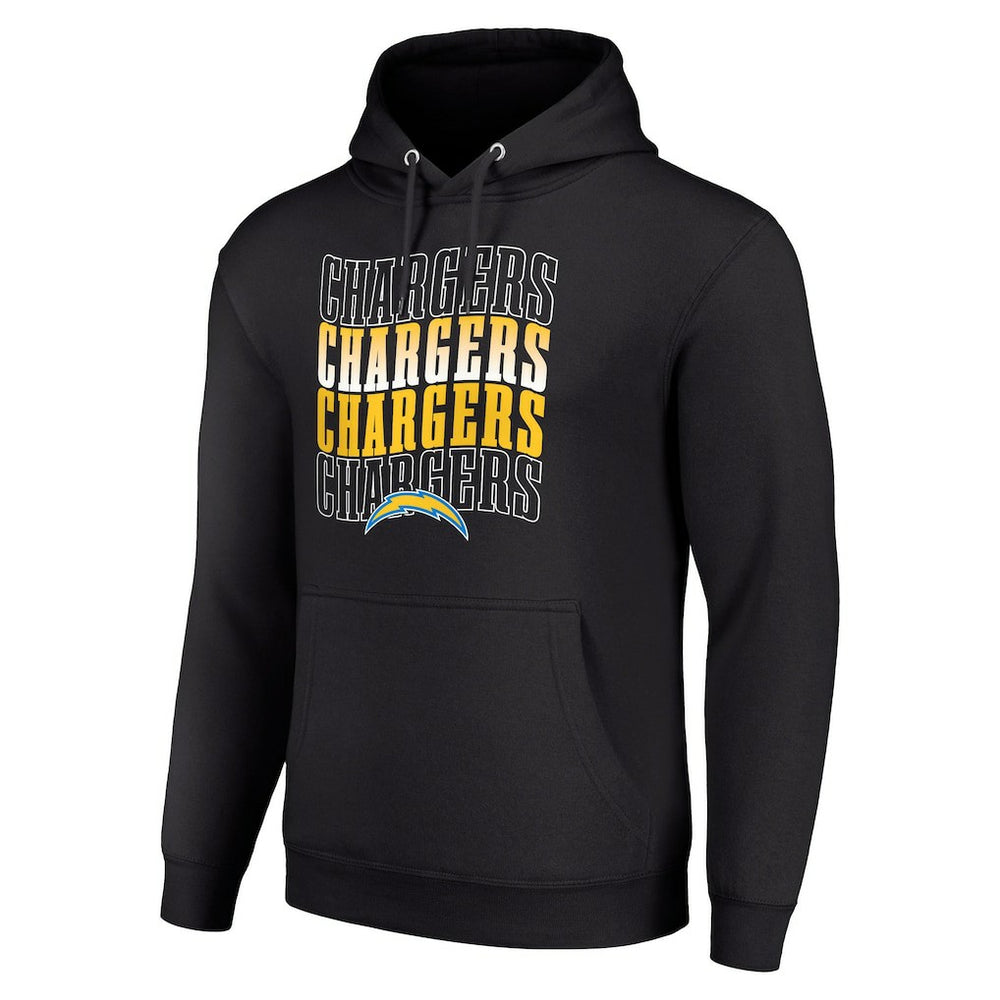 Los Angeles Chargers Starter Four Team Name Logo Fleece Pullover Hoodie - Black for sale