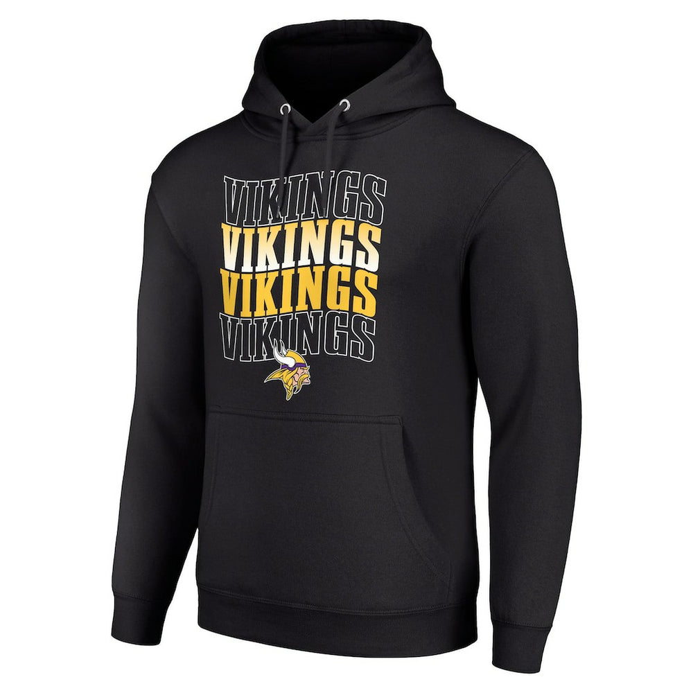 Minnesota Vikings Starter Four Team Name Logo Fleece Pullover Hoodie - Black for sale