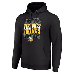 Minnesota Vikings Starter Four Team Name Logo Fleece Pullover Hoodie - Black for sale