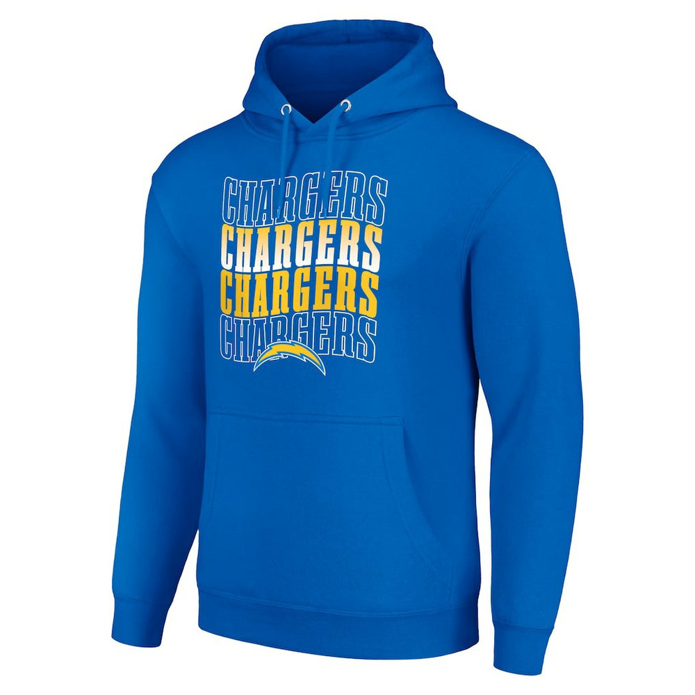 Los Angeles Chargers Starter Four Team Name Logo Fleece Pullover Hoodie - Royal sale
