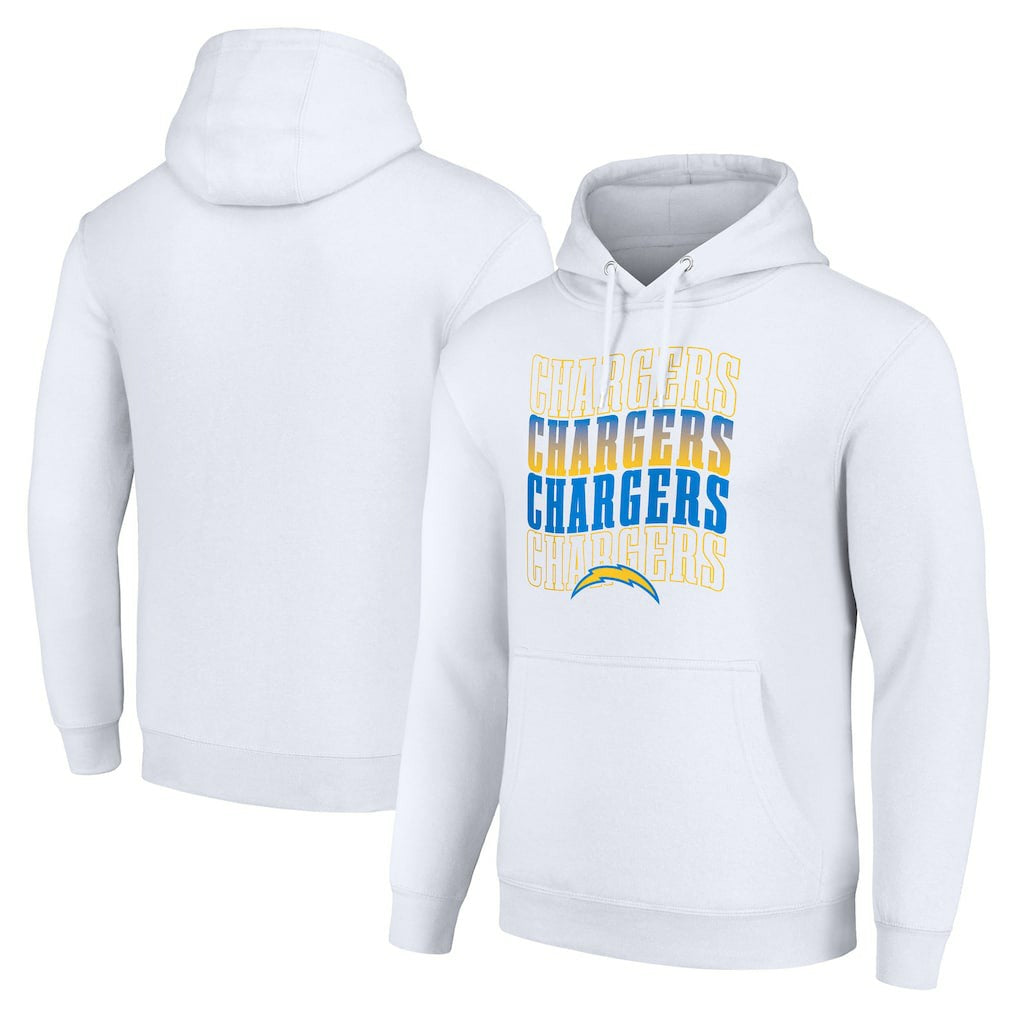 Los Angeles Chargers Starter Four Team Name Logo Fleece Pullover Hoodie - White discount