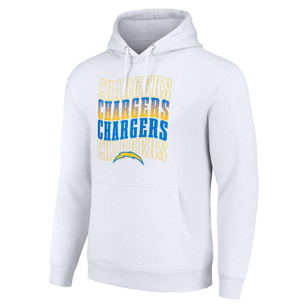 Los Angeles Chargers Starter Four Team Name Logo Fleece Pullover Hoodie - White discount