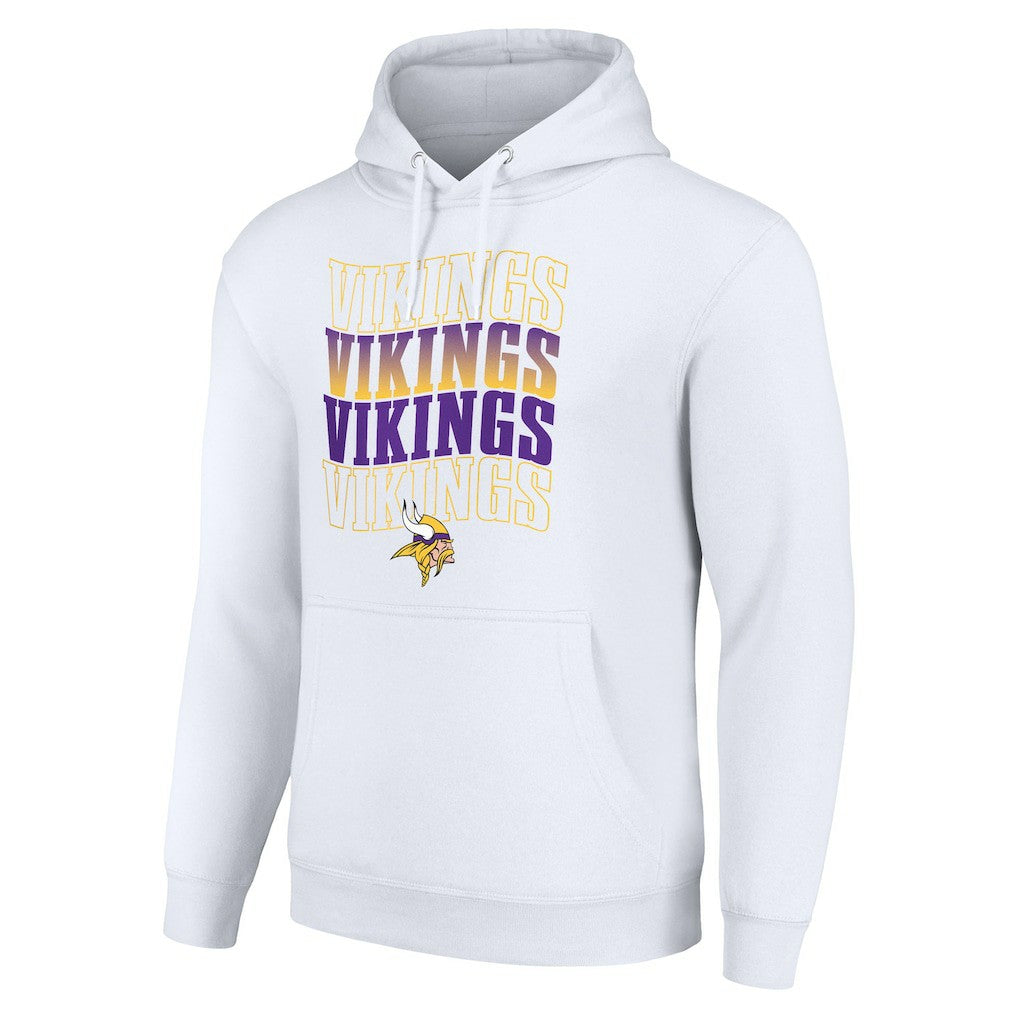 Minnesota Vikings Starter Four Team Name Logo Fleece Pullover Hoodie - White discount