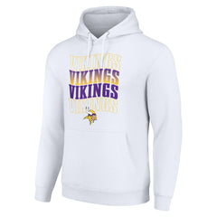 Minnesota Vikings Starter Four Team Name Logo Fleece Pullover Hoodie - White discount