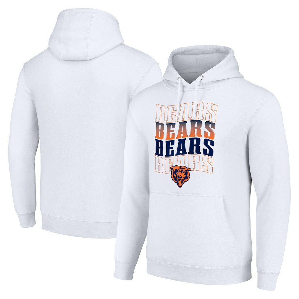 Chicago Bears Starter Four Team Name Logo Fleece Pullover Hoodie - White for sale