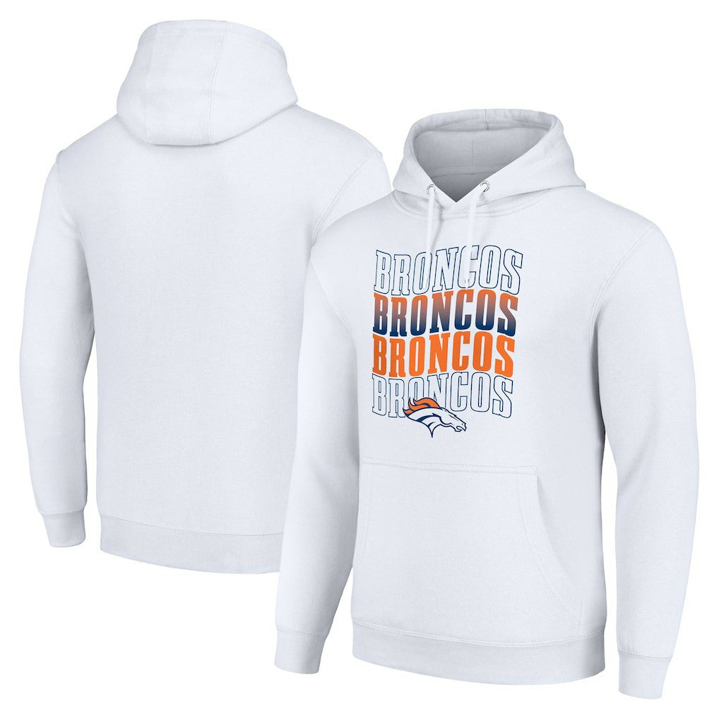 Denver Broncos Starter Four Team Name Logo Fleece Pullover Hoodie - White sale