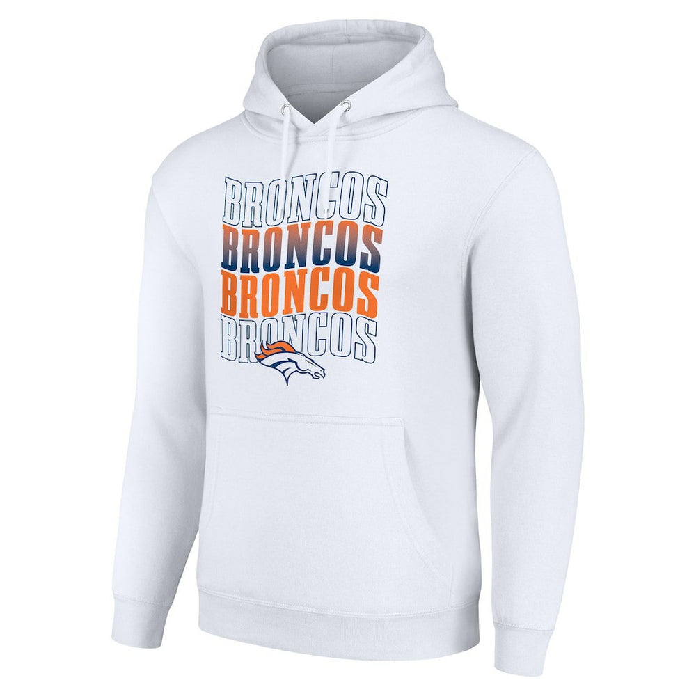 Denver Broncos Starter Four Team Name Logo Fleece Pullover Hoodie - White sale