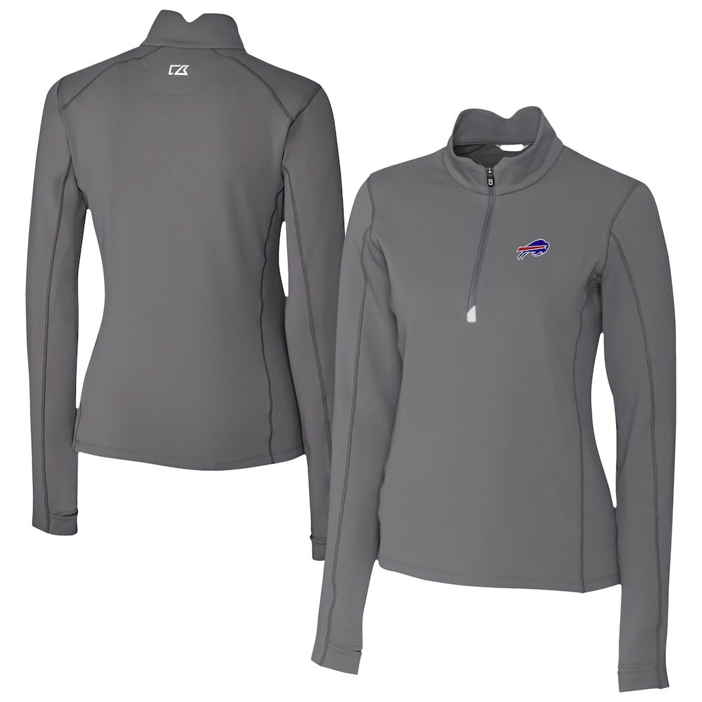 Buffalo Bills Cutter & Buck Women's Traverse Stretch Quarter-Zip Pullover Top - Gray for sale