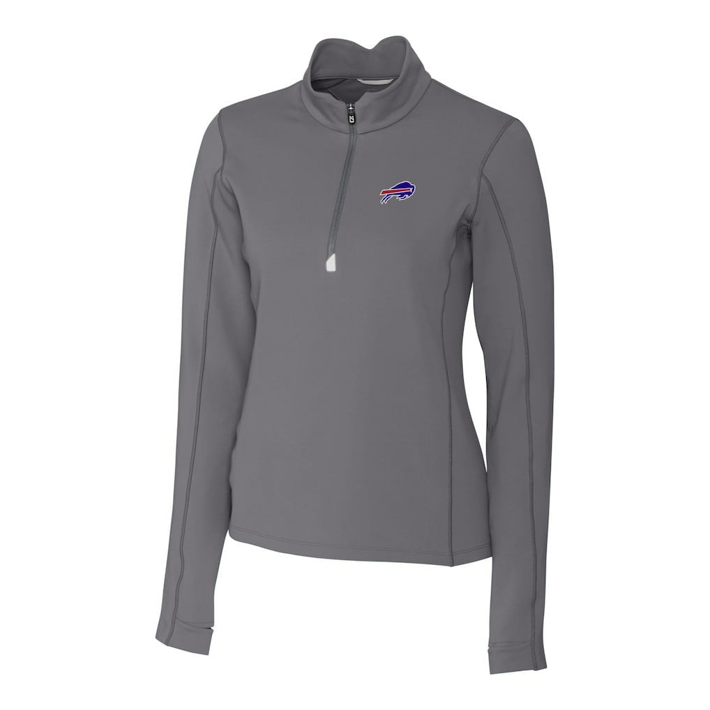 Buffalo Bills Cutter & Buck Women's Traverse Stretch Quarter-Zip Pullover Top - Gray for sale