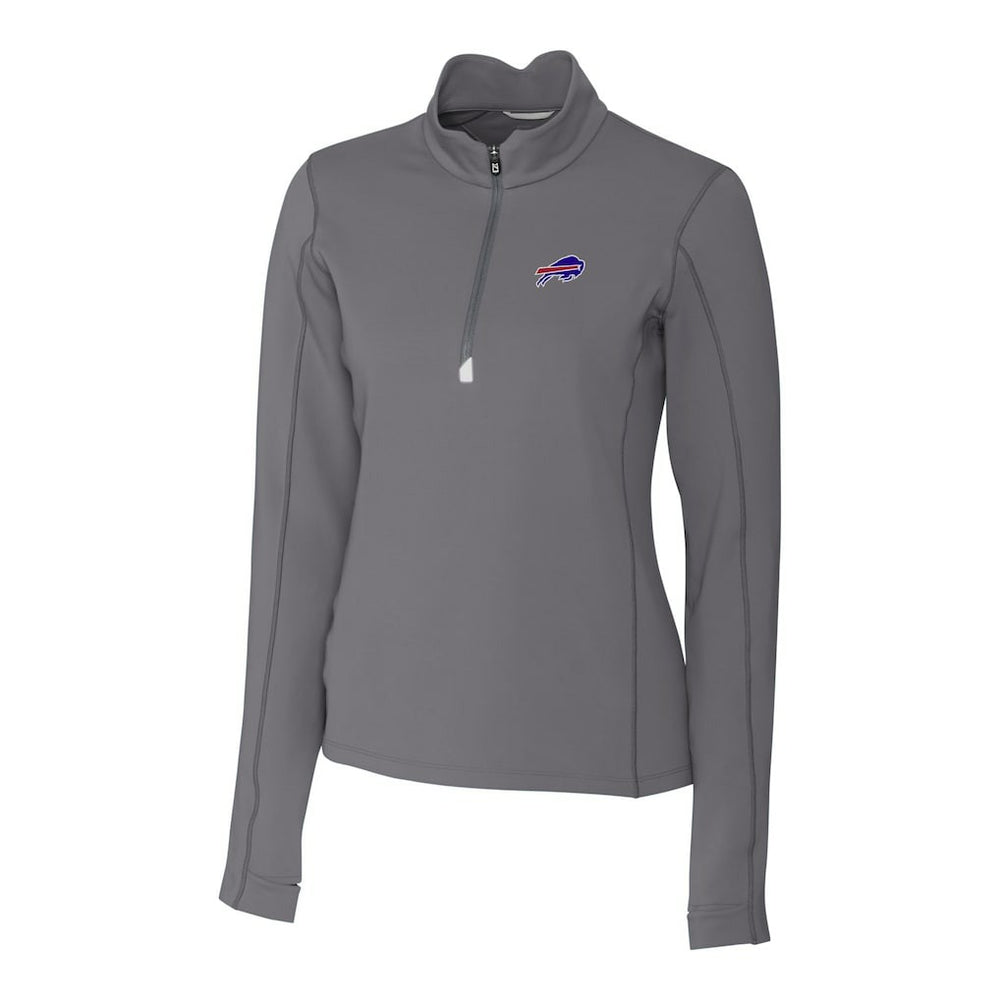 Buffalo Bills Cutter & Buck Women's Traverse Stretch Quarter-Zip Pullover Top - Gray for sale