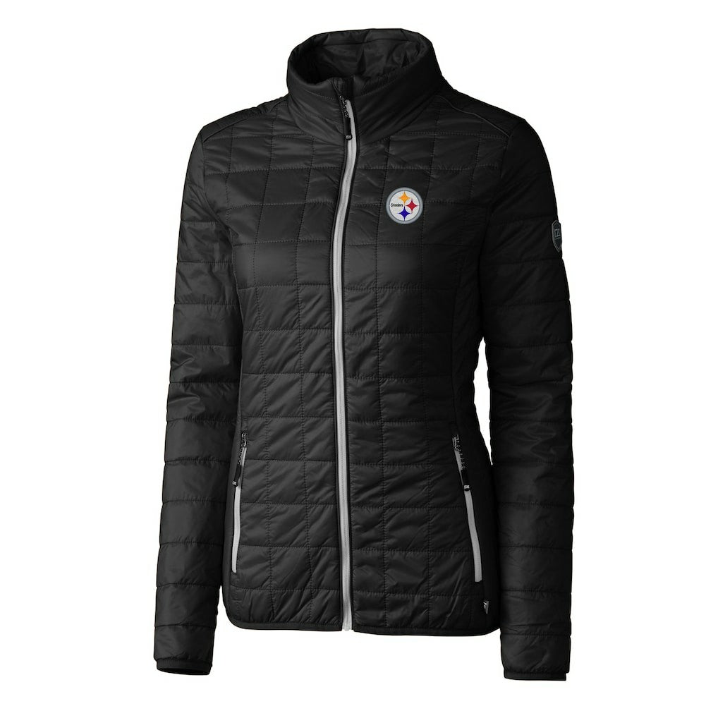 Pittsburgh Steelers Cutter & Buck Women's Rainier PrimaLoft Eco Insulated Full-Zip Puffer Jacket - Black on sale