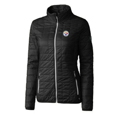 Pittsburgh Steelers Cutter & Buck Women's Rainier PrimaLoft Eco Insulated Full-Zip Puffer Jacket - Black on sale