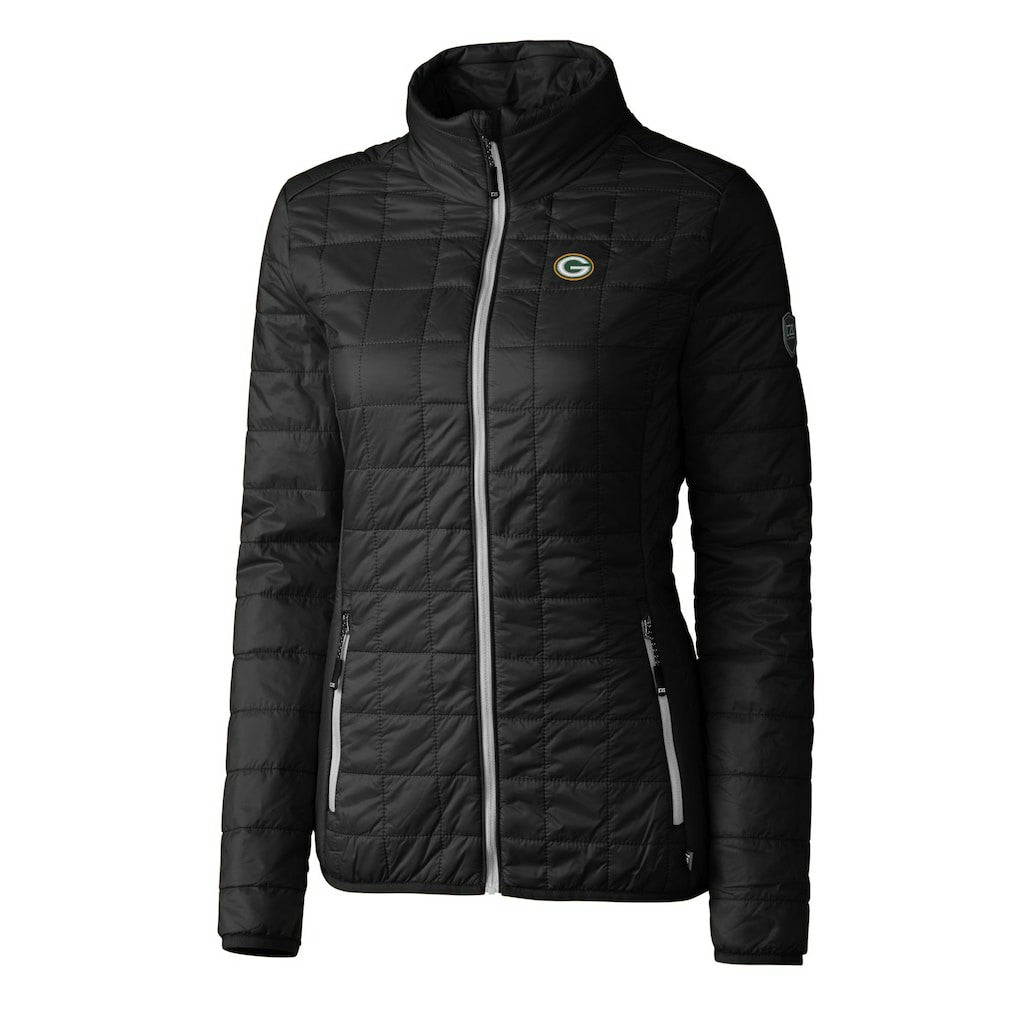 Green Bay Packers Cutter & Buck Women's Rainier PrimaLoft Eco Insulated Full-Zip Puffer Jacket - Black sale
