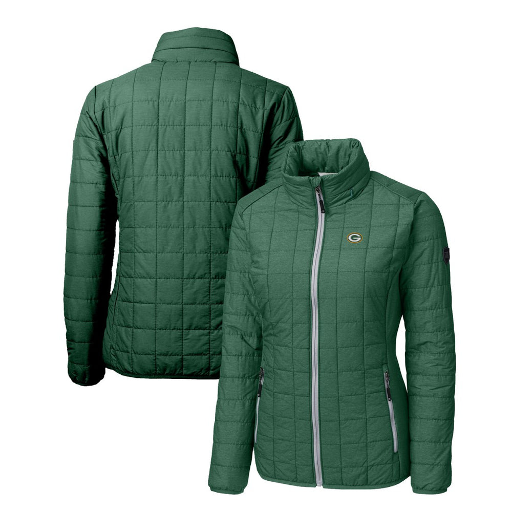Green Bay Packers Cutter & Buck Women's Rainier PrimaLoft Eco Insulated Full-Zip Puffer Jacket - Green for sale